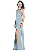 Side View Thumbnail - Mist Flat Tie-Shoulder Empire Waist Maxi Dress with Front Slit