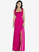 Front View Thumbnail - Think Pink Flat Tie-Shoulder Empire Waist Maxi Dress with Front Slit