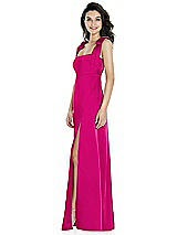 Side View Thumbnail - Think Pink Flat Tie-Shoulder Empire Waist Maxi Dress with Front Slit