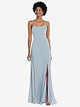 Alt View 1 Thumbnail - Mist Scoop Neck Convertible Tie-Strap Maxi Dress with Front Slit