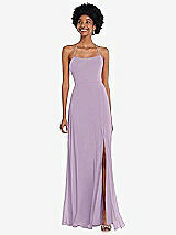 Alt View 1 Thumbnail - Pale Purple Scoop Neck Convertible Tie-Strap Maxi Dress with Front Slit