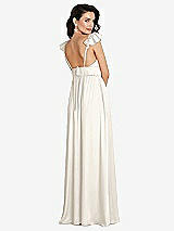 Rear View Thumbnail - Ivory Deep V-Neck Ruffle Cap Sleeve Maxi Dress with Convertible Straps