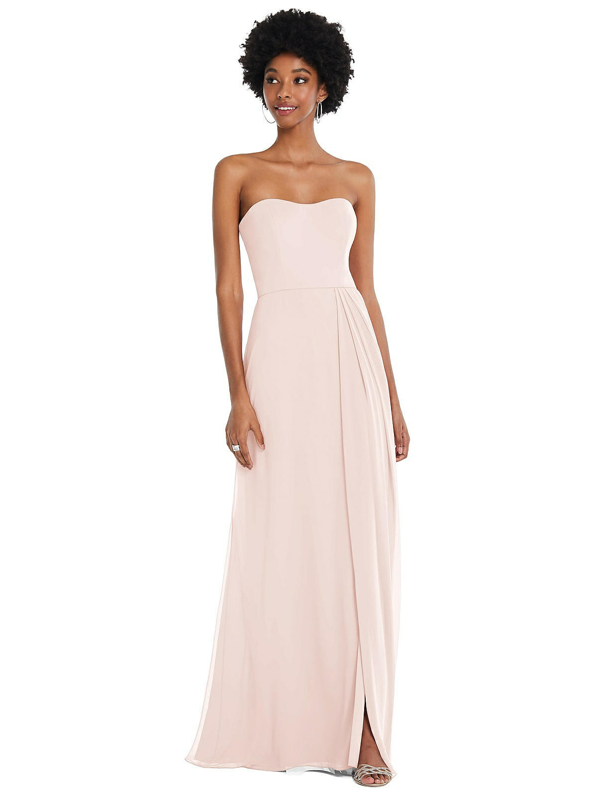 Strapless Sweetheart Maxi Bridesmaid Dress With Pleated Front Slit In ...