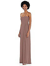 Side View Thumbnail - Sienna Strapless Sweetheart Maxi Dress with Pleated Front Slit 