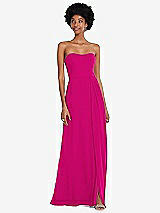 Front View Thumbnail - Think Pink Strapless Sweetheart Maxi Dress with Pleated Front Slit 