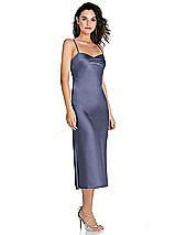 Side View Thumbnail - French Blue Open-Back Convertible Strap Midi Bias Slip Dress