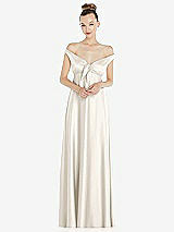 Alt View 2 Thumbnail - Ivory Convertible Strap Empire Waist Satin Maxi Dress