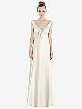 Side View Thumbnail - Ivory Convertible Strap Empire Waist Satin Maxi Dress