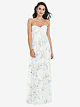 Front View Thumbnail - Bleu Garden Twist Shirred Strapless Empire Waist Gown with Optional Straps