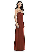 Side View Thumbnail - Auburn Moon Twist Shirred Strapless Empire Waist Gown with Optional Straps