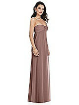 Side View Thumbnail - Sienna Twist Shirred Strapless Empire Waist Gown with Optional Straps