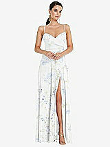 Front View Thumbnail - Bleu Garden Adjustable Strap Wrap Bodice Maxi Dress with Front Slit 