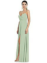 Side View Thumbnail - Celadon Adjustable Strap Wrap Bodice Maxi Dress with Front Slit 