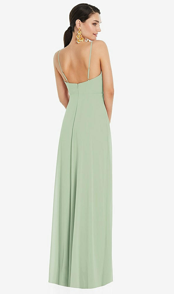 Back View - Celadon Adjustable Strap Wrap Bodice Maxi Dress with Front Slit 