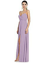 Side View Thumbnail - Pale Purple Adjustable Strap Wrap Bodice Maxi Dress with Front Slit 