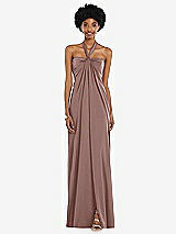 Alt View 4 Thumbnail - Sienna Draped Satin Grecian Column Gown with Convertible Straps