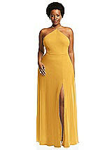Alt View 1 Thumbnail - NYC Yellow Diamond Halter Maxi Dress with Adjustable Straps
