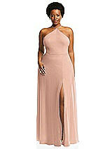 Alt View 1 Thumbnail - Pale Peach Diamond Halter Maxi Dress with Adjustable Straps