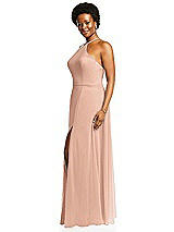 Alt View 2 Thumbnail - Pale Peach Diamond Halter Maxi Dress with Adjustable Straps