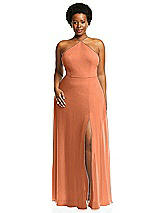 Alt View 1 Thumbnail - Sweet Melon Diamond Halter Maxi Dress with Adjustable Straps