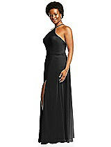 Alt View 2 Thumbnail - Black Diamond Halter Maxi Dress with Adjustable Straps