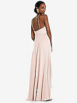 Rear View Thumbnail - Blush Diamond Halter Maxi Dress with Adjustable Straps