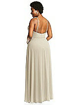 Alt View 3 Thumbnail - Champagne Diamond Halter Maxi Dress with Adjustable Straps