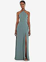 Front View Thumbnail - Icelandic Diamond Halter Maxi Dress with Adjustable Straps