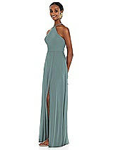 Side View Thumbnail - Icelandic Diamond Halter Maxi Dress with Adjustable Straps