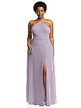 Alt View 1 Thumbnail - Lilac Haze Diamond Halter Maxi Dress with Adjustable Straps