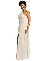 Alt View 2 Thumbnail - Oat Diamond Halter Maxi Dress with Adjustable Straps