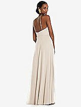 Rear View Thumbnail - Oat Diamond Halter Maxi Dress with Adjustable Straps