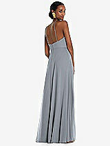 Rear View Thumbnail - Platinum Diamond Halter Maxi Dress with Adjustable Straps