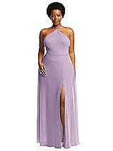 Alt View 1 Thumbnail - Pale Purple Diamond Halter Maxi Dress with Adjustable Straps