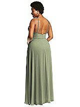 Alt View 3 Thumbnail - Sage Diamond Halter Maxi Dress with Adjustable Straps