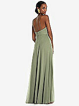 Rear View Thumbnail - Sage Diamond Halter Maxi Dress with Adjustable Straps