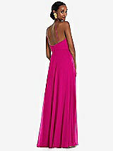 Rear View Thumbnail - Think Pink Diamond Halter Maxi Dress with Adjustable Straps