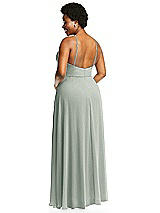 Alt View 3 Thumbnail - Willow Green Diamond Halter Maxi Dress with Adjustable Straps