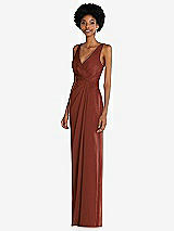 Alt View 2 Thumbnail - Auburn Moon Faux Wrap Whisper Satin Maxi Dress with Draped Tulip Skirt