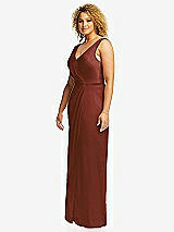 Side View Thumbnail - Auburn Moon Faux Wrap Whisper Satin Maxi Dress with Draped Tulip Skirt