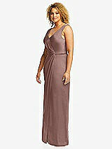 Side View Thumbnail - Sienna Faux Wrap Whisper Satin Maxi Dress with Draped Tulip Skirt