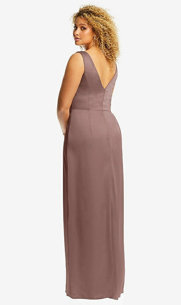 Back View - Sienna Faux Wrap Whisper Satin Maxi Dress with Draped Tulip Skirt