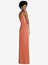 Alt View 3 Thumbnail - Terracotta Copper Faux Wrap Whisper Satin Maxi Dress with Draped Tulip Skirt