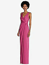 Alt View 2 Thumbnail - Tea Rose Faux Wrap Whisper Satin Maxi Dress with Draped Tulip Skirt