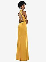 Front View Thumbnail - NYC Yellow High Neck Backless Maxi Dress with Slim Belt