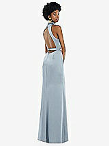 Front View Thumbnail - Mist High Neck Backless Maxi Dress with Slim Belt