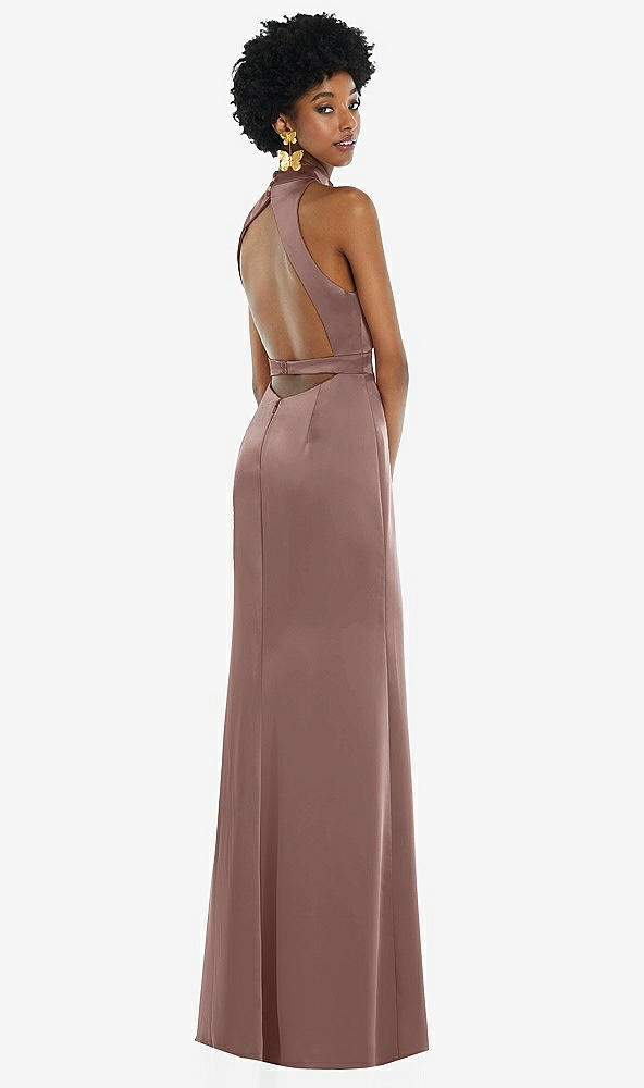 Front View - Sienna High Neck Backless Maxi Dress with Slim Belt