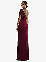 Rear View Thumbnail - Cabernet Twist Cuff One-Shoulder Princess Line Trumpet Gown