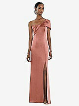 Front View Thumbnail - Desert Rose Twist Cuff One-Shoulder Princess Line Trumpet Gown