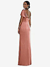 Rear View Thumbnail - Desert Rose Twist Cuff One-Shoulder Princess Line Trumpet Gown